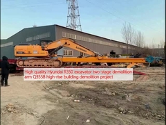 Proyecto de demolición de edificios de gran altura con excavadora Hyundai R350