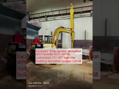 Excavadora brazo de demolición de tres secciones Hyundai R225 se puede personalizar 25T-45T proyecto de demolición de edificios de gran altura Q355B