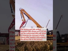 El brazo de conducción de pilas y la excavadora de excavación de pilas CAT340 se pueden personalizar con el conductor de pilas para mejorar la precisión del post de perforación después de la soldadura y prolongar la vida útil del producto