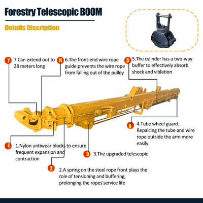 Arma telescópica con agarre para gato Hitachi Komatsu Kobelco