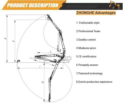 20-250ton excavador Long Arm 12 16 24 30M For Zoomlion Hitachi KOMATSU CAT