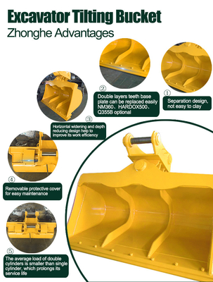 Para Komatsu para Caterpillar Hitachi Excavadora para Komatsu para Caterpillar Mini Excavadora limpieza de barro hidráulico balde inclinado