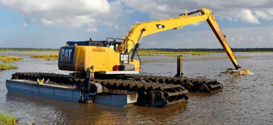 Excavador anfibio Long Reach Boom de CAT Cat320D el 14M