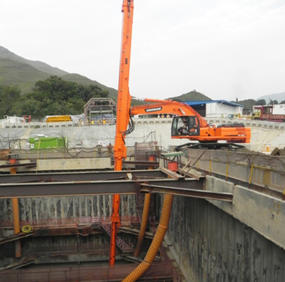 Pluma telescópica de tres secciones, bomba de hormigón, excavadora, pluma de largo alcance para CAT Hitachi Kobelco