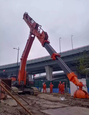 Pluma telescópica de tres secciones, bomba de hormigón, excavadora, pluma de largo alcance para CAT Hitachi Kobelco