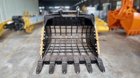 Excavadora de alta capacidad, cubo de clasificación de rocas con malla para la separación de materiales