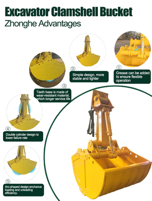 Excavador Clamshell Bucket For Sk200 del cilindro del doble de Kobelco